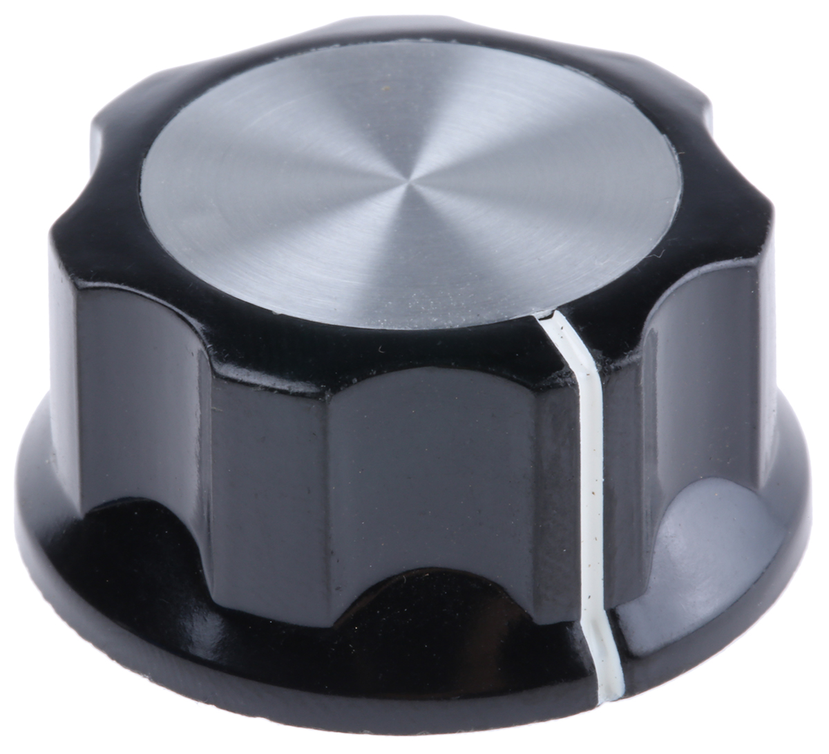 TE Connectivity 33 mm Knob Diameter Black Potentiometer Knob for 6.35 mm Shaft Circular, PKES120B1/4