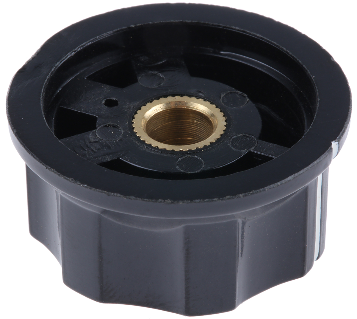 pkes120b14 TE Connectivity 33 mm Knob Diameter Black Potentiometer Knob for 6.35 mm Shaft Circular, PKES120B1/4