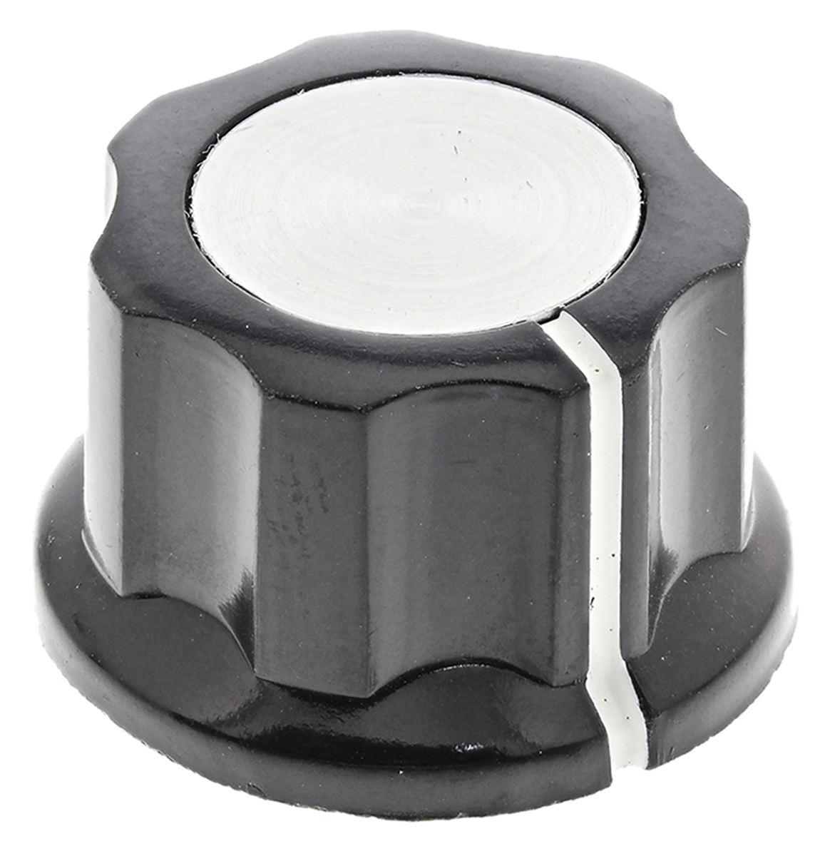 TE Connectivity 21.7 mm Knob Diameter Black Potentiometer Knob for 6.35 mm Shaft Circular, PKES70B1/4