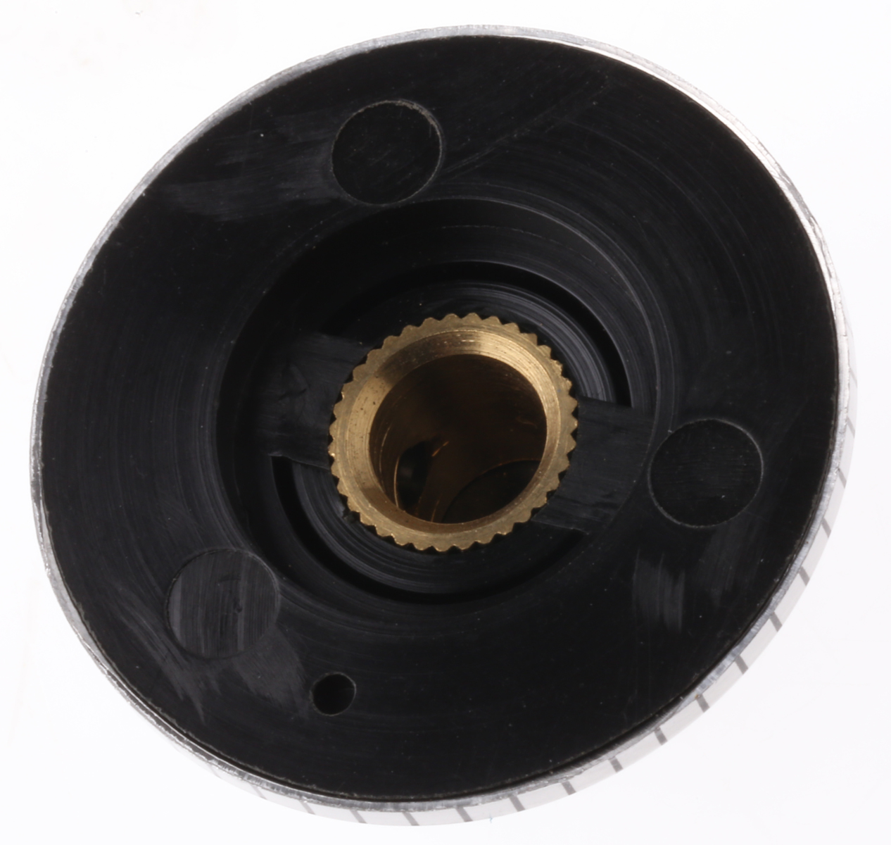 pks1105b1014 TE Connectivity 29.7 mm Knob Diameter Black Potentiometer Knob for 6.35 mm Shaft Circular, PKS1105B101/4