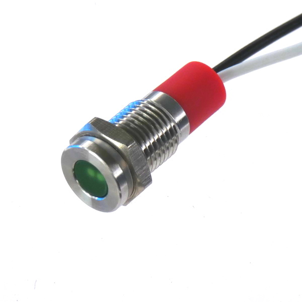 CML Innovative Technologies PL08SL Series Stainless Steel Panel Light, Green Panel LED, Wire Termination 24V 20 mA,