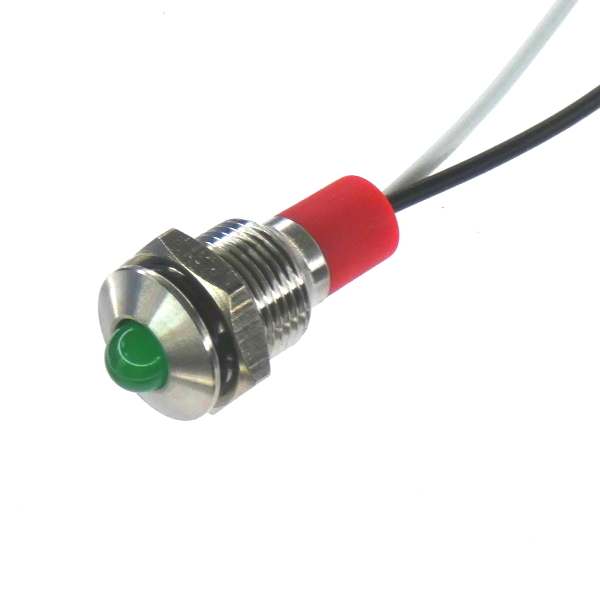 CML Innovative Technologies PL10SL Series Stainless Steel Panel Light, Green Panel LED, Wire Termination 12V 20 mA,
