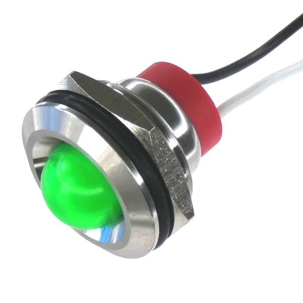 CML Innovative Technologies PL19SL Series Stainless Steel Panel Light, Green Panel LED, Wire Termination 24V 20 mA,