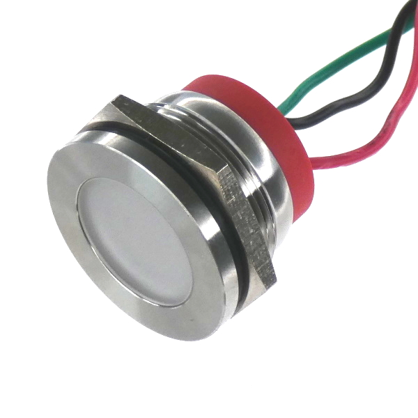 CML Innovative Technologies PL22SL Series Stainless Steel Panel Light, Red, Green Panel LED, Wire Termination 24V 20 mA,