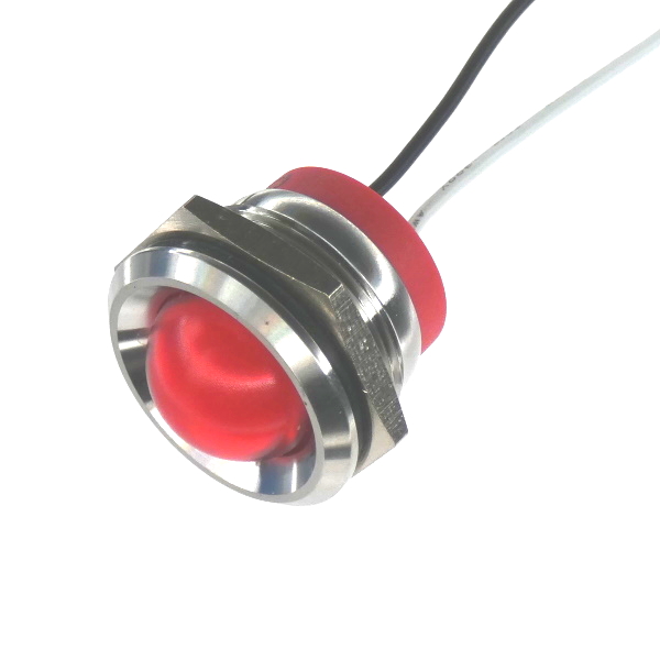 CML Innovative Technologies PL22SL Series Stainless Steel Panel Light, Red Panel LED, Wire Termination 12V 20 mA, IP67,