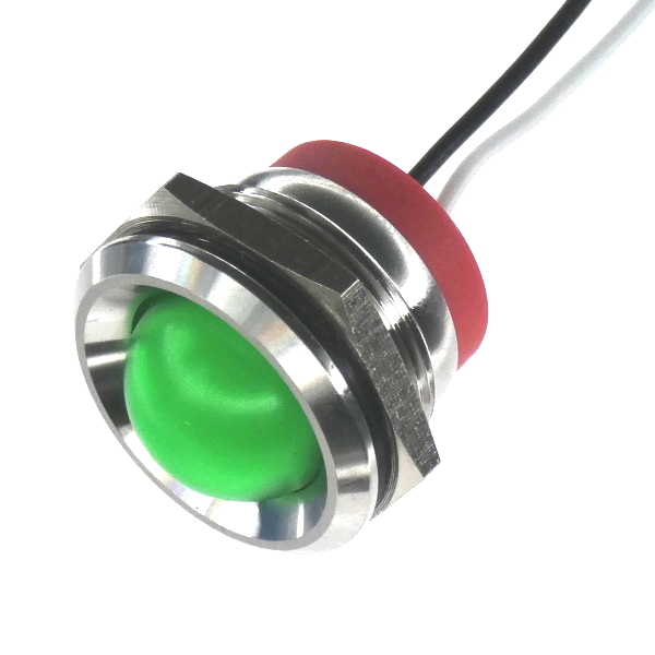 CML Innovative Technologies PL22SL Series Stainless Steel Panel Light, Green Panel LED, Wire Termination 12V 20 mA,