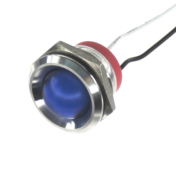 CML Innovative Technologies PL22SL Series Stainless Steel Panel Light, Blue Panel LED, Wire Termination 12V 20 mA, IP67,