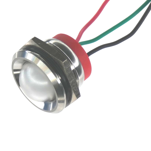 CML Innovative Technologies PL22SL Series Stainless Steel Panel Light, Red, Green Panel LED, Wire Termination 24V 20 mA,
