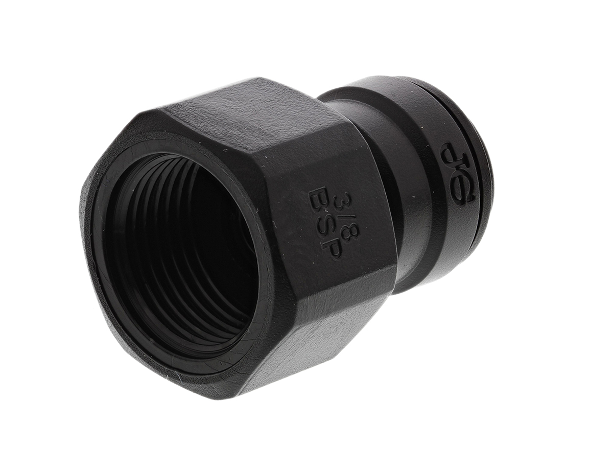 John Guest, PM450813E Black Acetal Copolymer Fitting, Male, Female 3/8 in