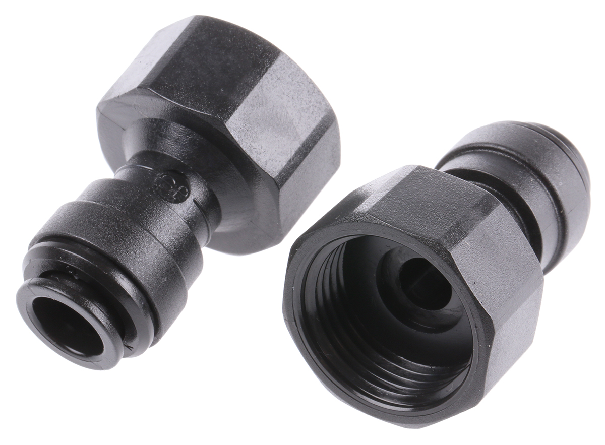 John Guest, PM451015FE Nitrile O-Ring, Black Acetal Copolymer Fitting, Male, Female 5/8 in
