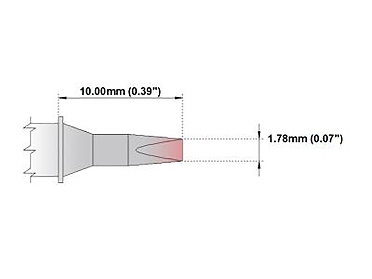 Thermaltronics 1.78 mm Straight Chisel 10 mm Soldering Iron Tip for use with MFR-PS1100, MFR-PS1K, TMT-2000PS,