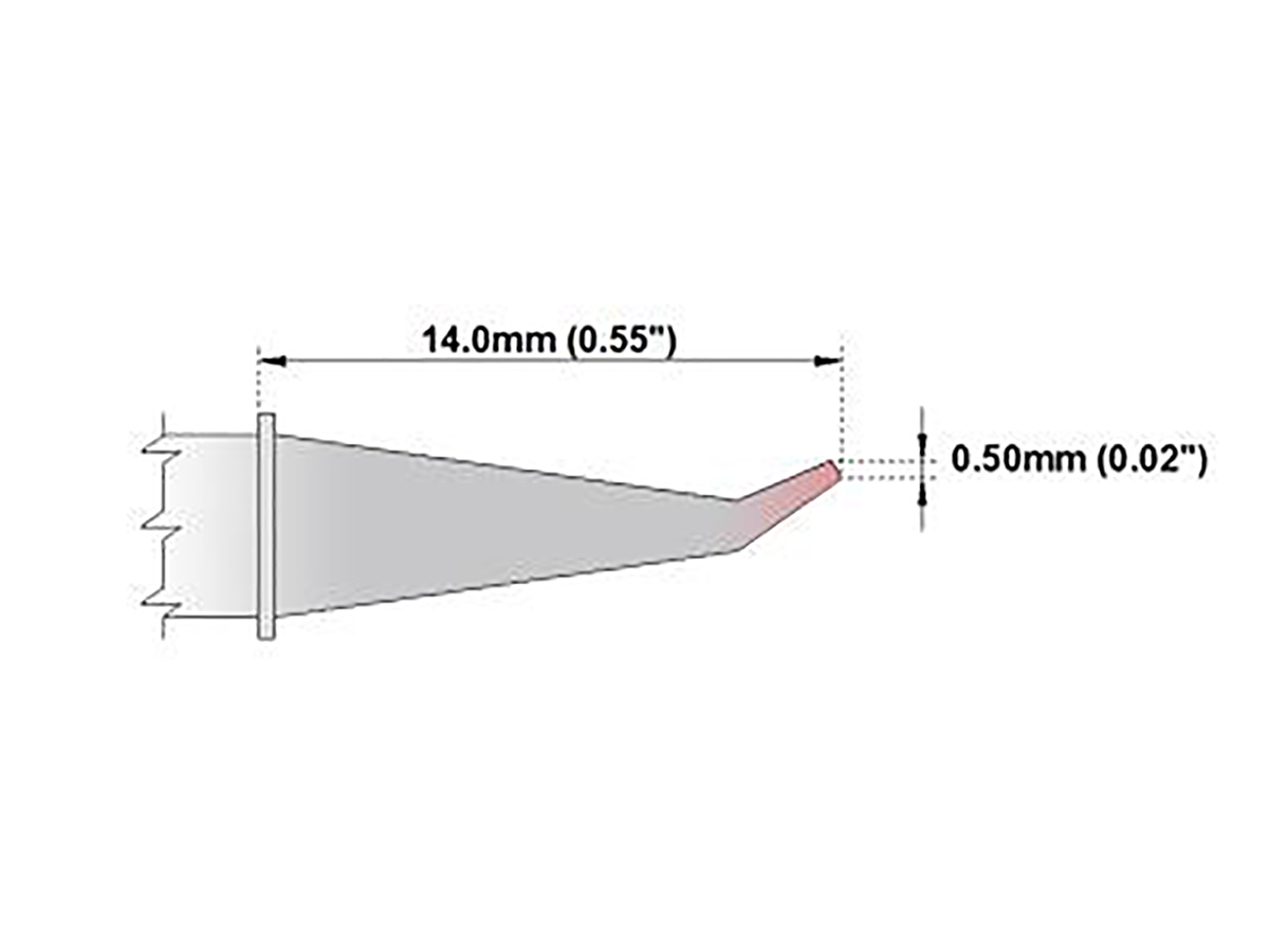 Thermaltronics 0.5 mm Bent Sharp 14 mm Soldering Iron Tip for use with MFR-PS1K, MFR-PS2200, MFR-PS1100, MFR-PS2K,