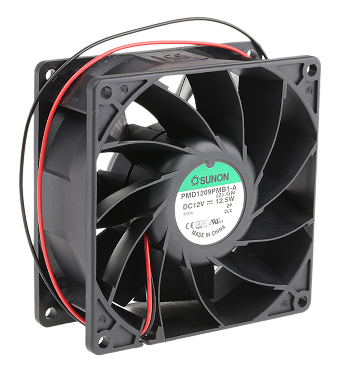 Sunon PMD Series Axial Fan, 12V dc, 204.3 m³/h, 12.5 W, 1.04 A Max 92 mm 92mm 38 mm