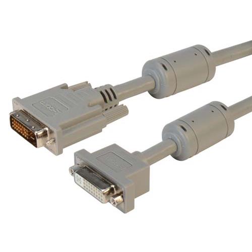 L-Com, Male DVI-D Dual Link Connector to Female DVI-D Cable, 3 ft Grey sheath Polyvinyl Chloride