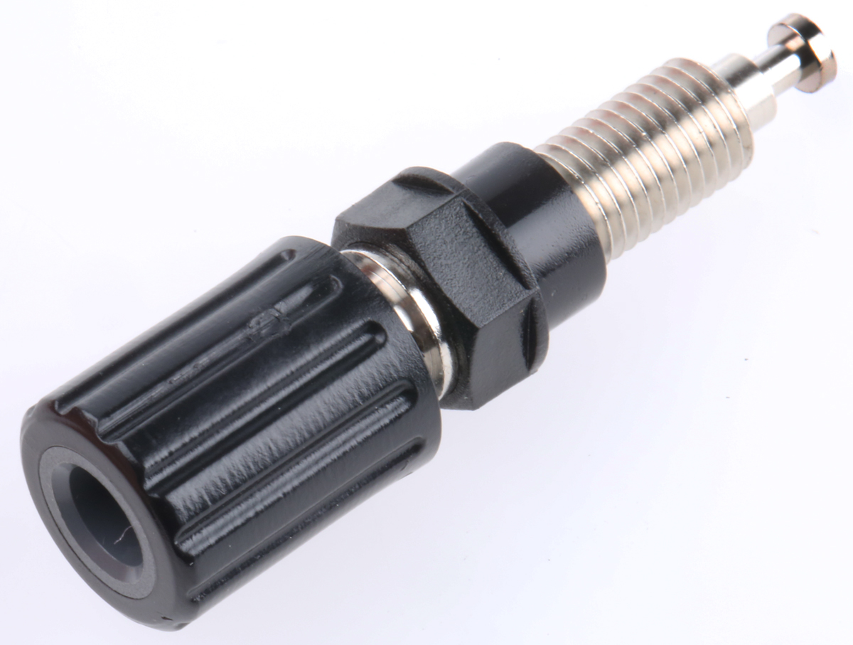 Schutzinger, Black 36A Binding Post With Brass Contacts and Nickel Plated - 4 mm Hole Diameter