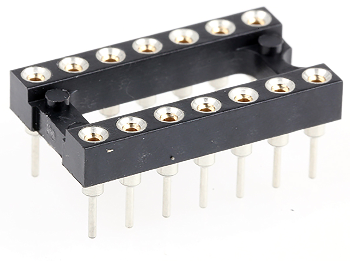 E-TEC, POS/POO/PCL 2.54 mm Pitch Vertical 14 Way, Through Hole Turned Pin Open Frame DIL Socket, 3A