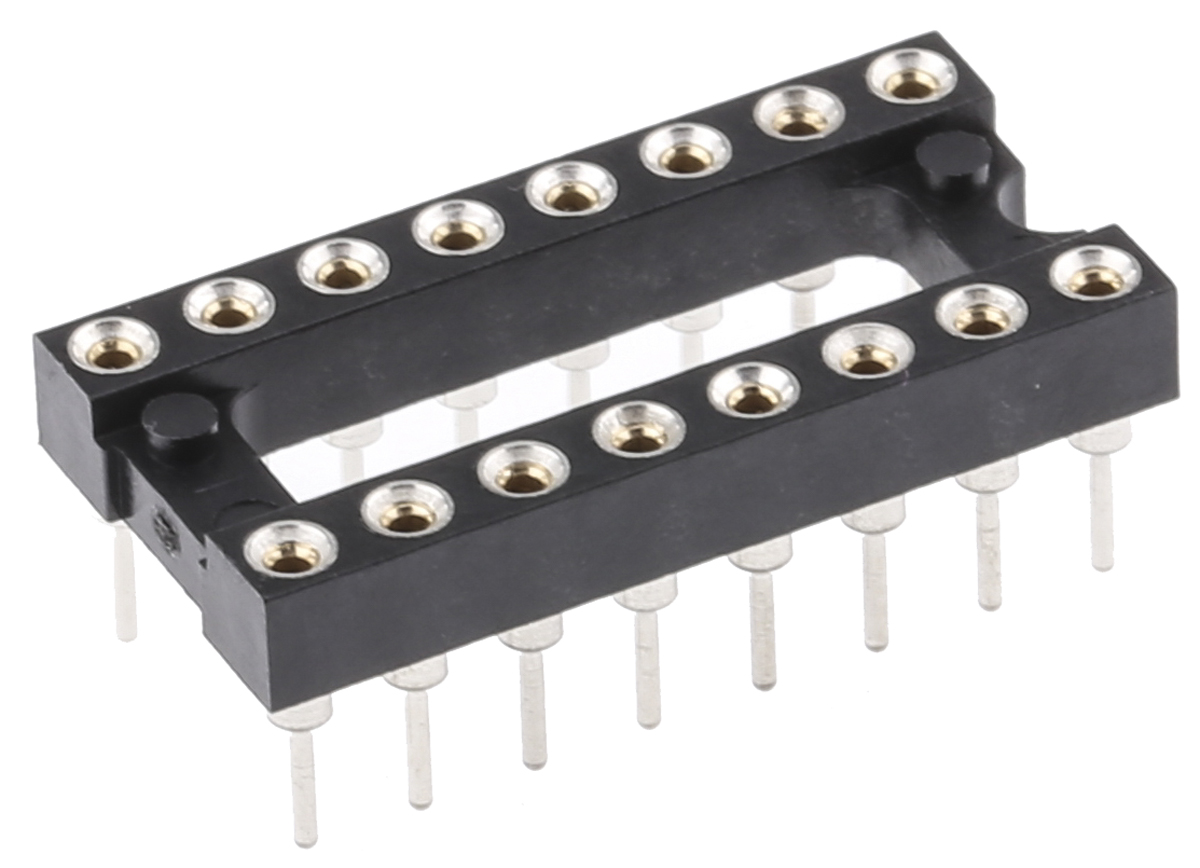 E-TEC, POS/POO/PCL 2.54 mm Pitch Vertical 16 Way, Through Hole Turned Pin Open Frame DIL Socket, 3A