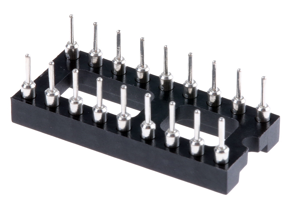 E-TEC, POS/POO/PCL 2.54 mm Pitch Vertical 18 Way, Through Hole Turned Pin Open Frame DIL Socket, 3A