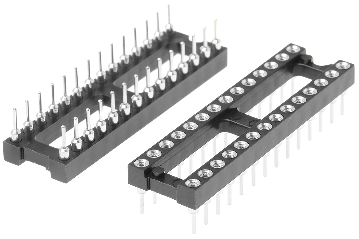 E-TEC, POS/POO/PCL 2.54 mm Pitch Vertical 28 Way, Through Hole Turned Pin Open Frame DIL Socket, 3A