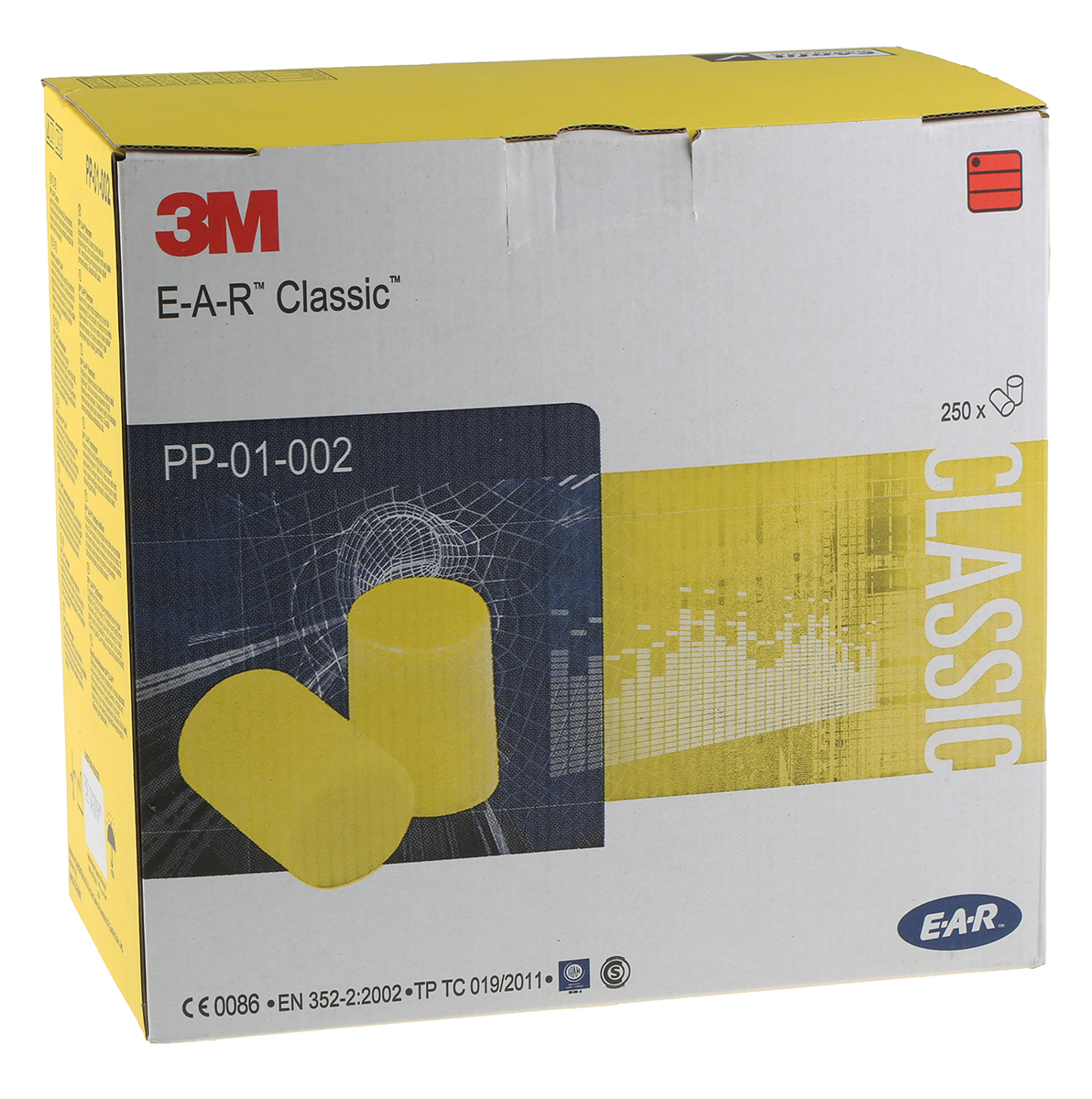 pp-01-002 3M E.A.R Classic Series Yellow Disposable Ear Plugs, 28 dB Rated 250