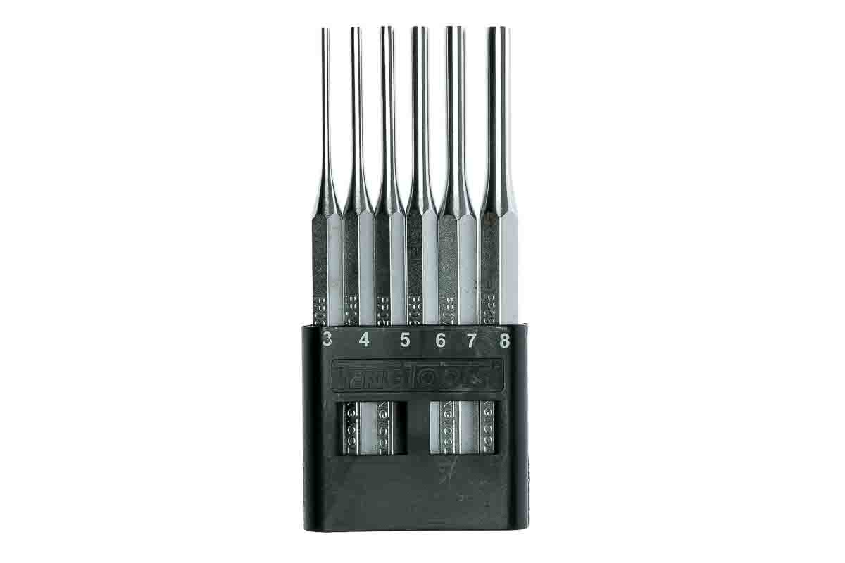 Teng Tools 6-Piece Punch Set, Parallel Pin Punch, 8mm Shank, 150 mm Overall