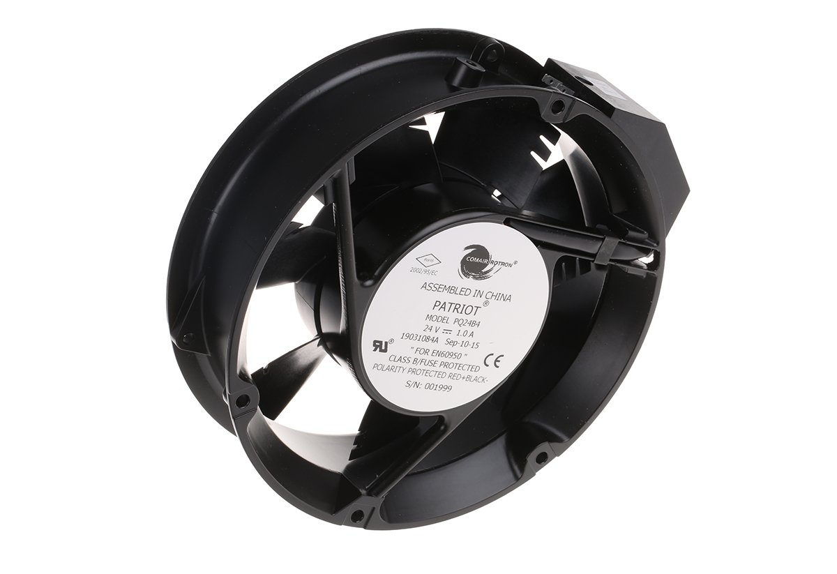 COMAIR ROTRON Patriot Series Axial Fan, 24V dc, 399 m³/h, 24 W, 1 A Max 171 mm 171mm 50 mm