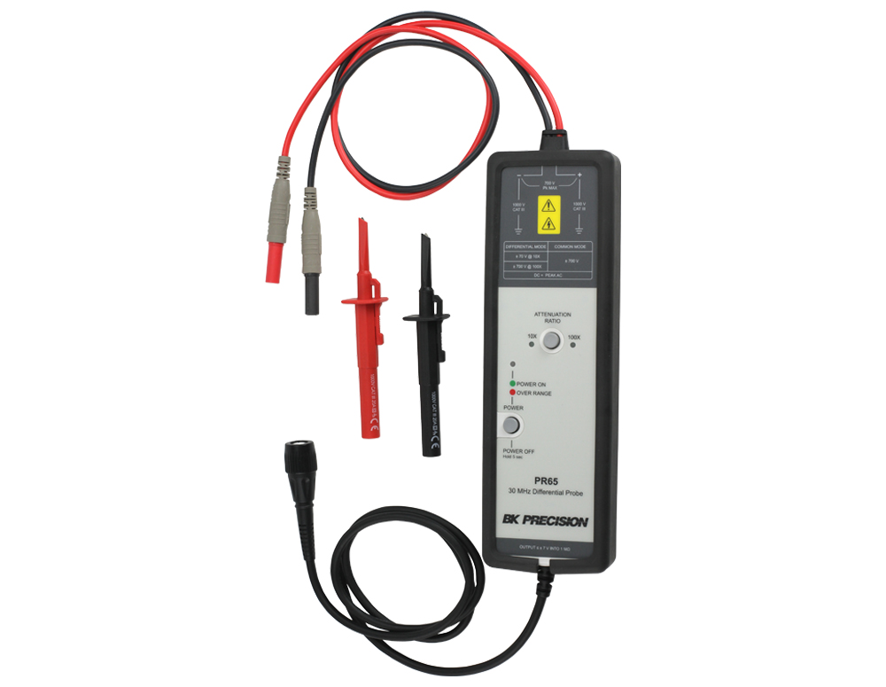 BK Precision PR65 Series PR65 Oscilloscope Probe, High Voltage, Differential Type, 30 MHz, 10:1, BNC Connector