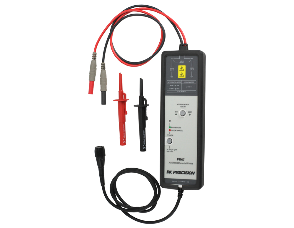BK Precision PR65 Series PR67 Oscilloscope Probe, High Voltage, Differential Type, 30 MHz, 10:1, 1:1, BNC Connector