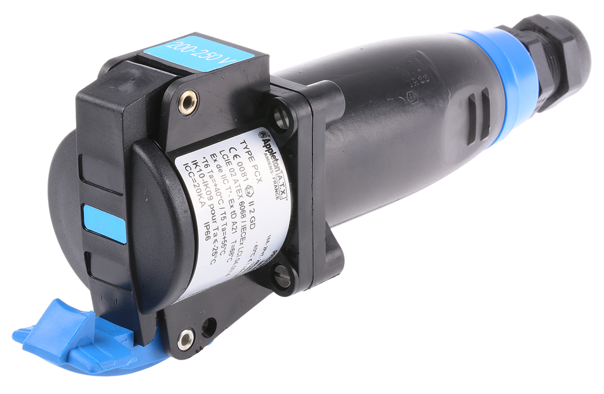Emerson Appleton IP66 Blue Industrial Power Connector, Cable Mount, 2P+PE, Rated At 16A