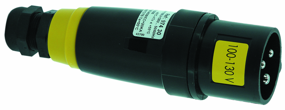 Emerson Appleton, PRE IP66 Yellow Cable Mount 2P+PE Straight Industrial Power Connector IECEx/ATEX, 16A, 20V ac, 25 V ac
