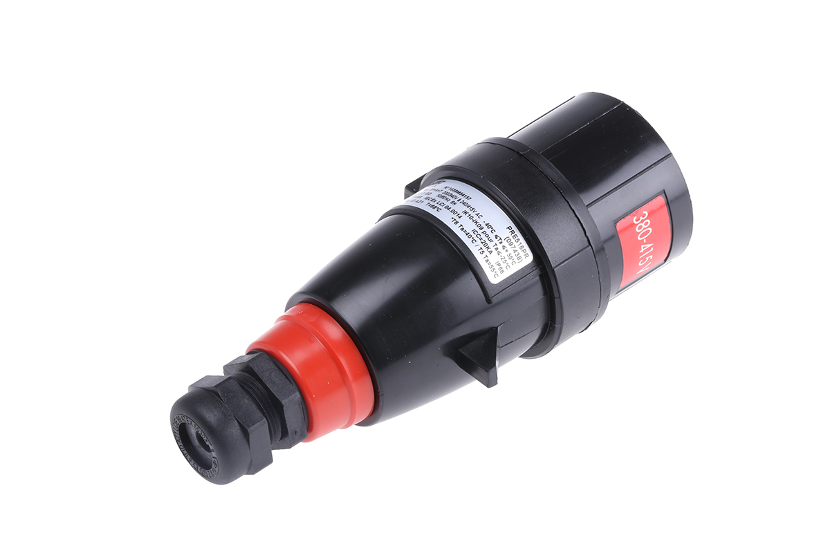 Emerson Appleton, PRE IP66 Yellow Cable Mount 3P+N+PE Straight Industrial Power Connector IECEx/ATEX, 16A, 380V ac, 415