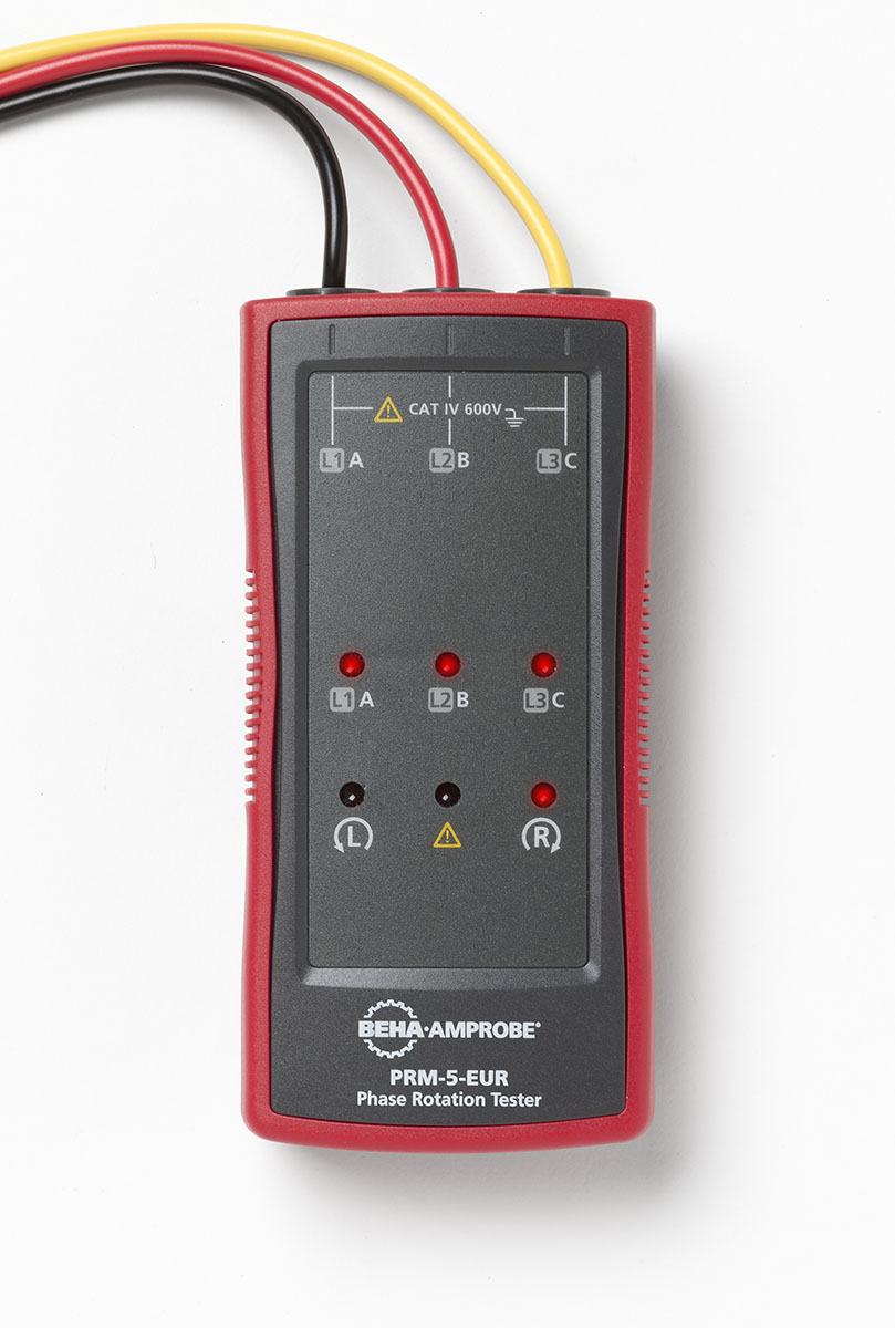 Beha-Amprobe PRM-5-EUR Phase Rotation Tester 16 Hz, 400 Hz Max, 700V Max Non-Contact, CEE, RSCAL