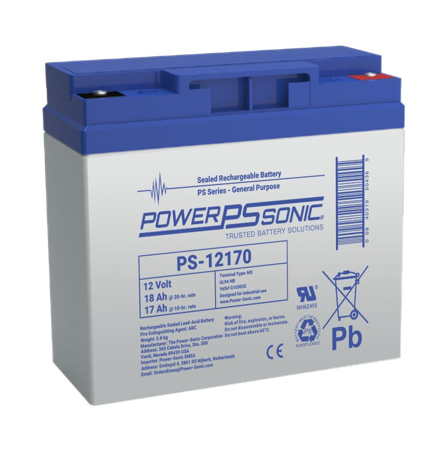 Power Sonic 12 V Sealed Lead Acid Battery, 18.00 Ah