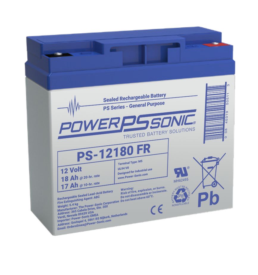 Power Sonic 12 V Sealed Lead Acid Battery, 18 Ah, 76.5mm