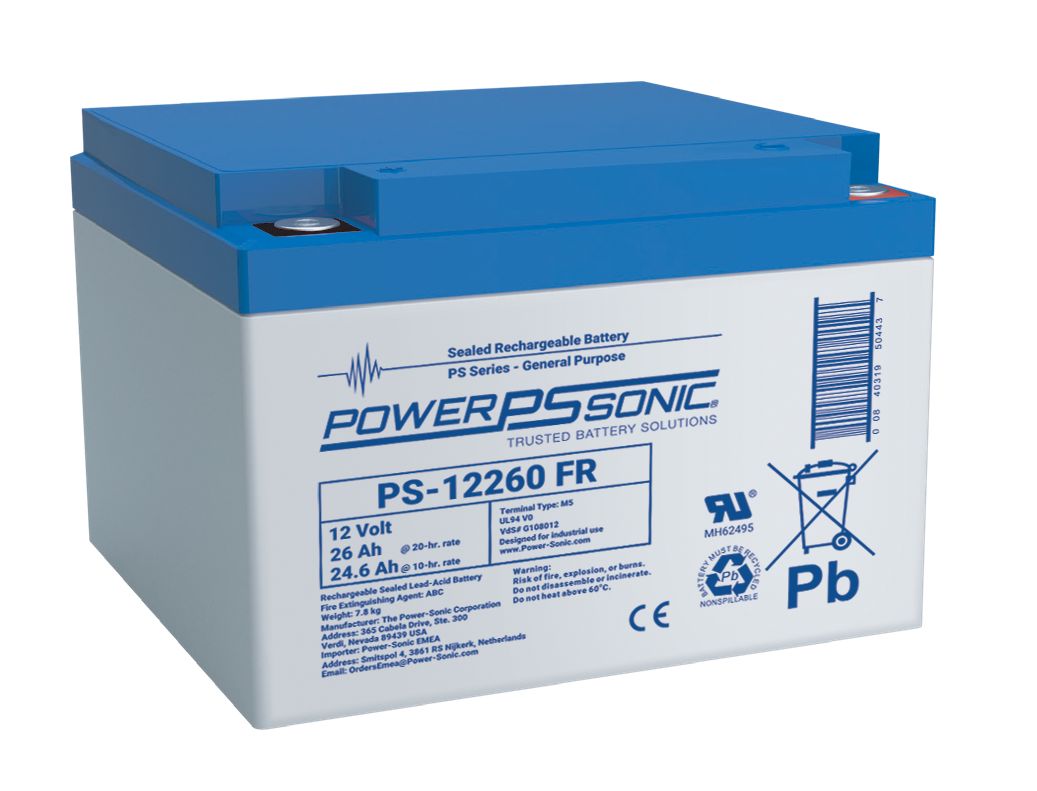 Power Sonic 12 V Sealed Lead Acid Battery, 26 Ah, 175mm x 4.92 in