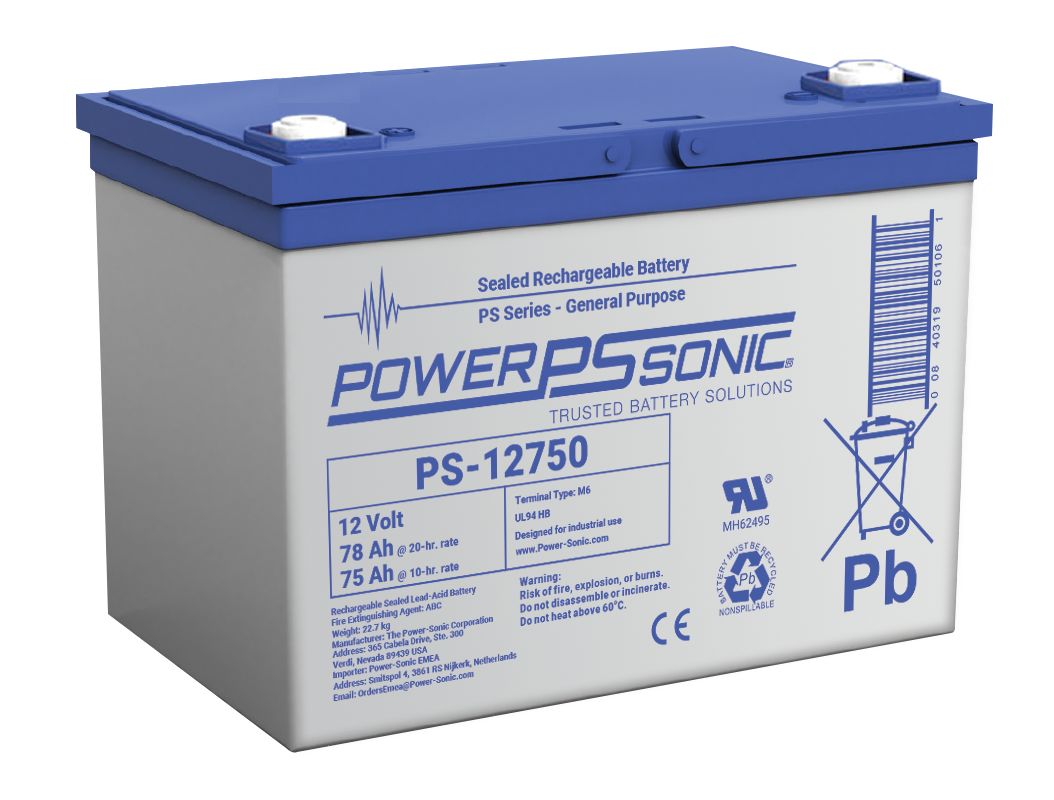 Power Sonic 12 V Sealed Lead Acid Battery, 78 Ah, 168mm x 208 mm x 260 mm
