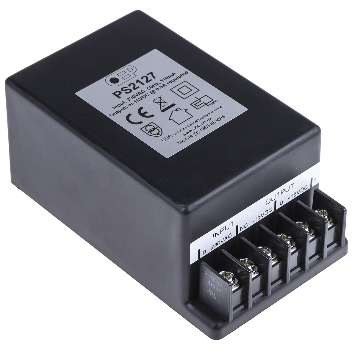 OEP Encapsulated Linear Power Supply 253V, 500 mA Output 15V dc 15 W