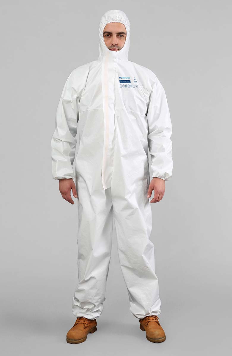 BioBlocked White Coverall, 50 in, M