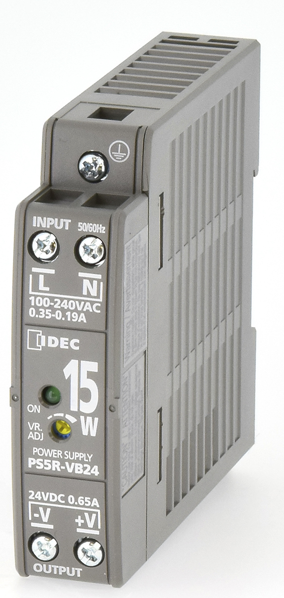 Idec PS5R Switched Mode DIN Rail Power Supply 370 V dc, 264V ac AC/DC Input 24V dc, 650 mA Output DC 15 W
