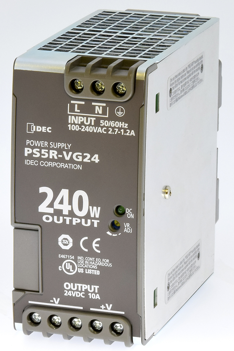Idec PS5R Switched Mode DIN Rail Power Supply 370 V dc, 264V ac AC/DC Input 24V dc, 10 A Output DC 240 W