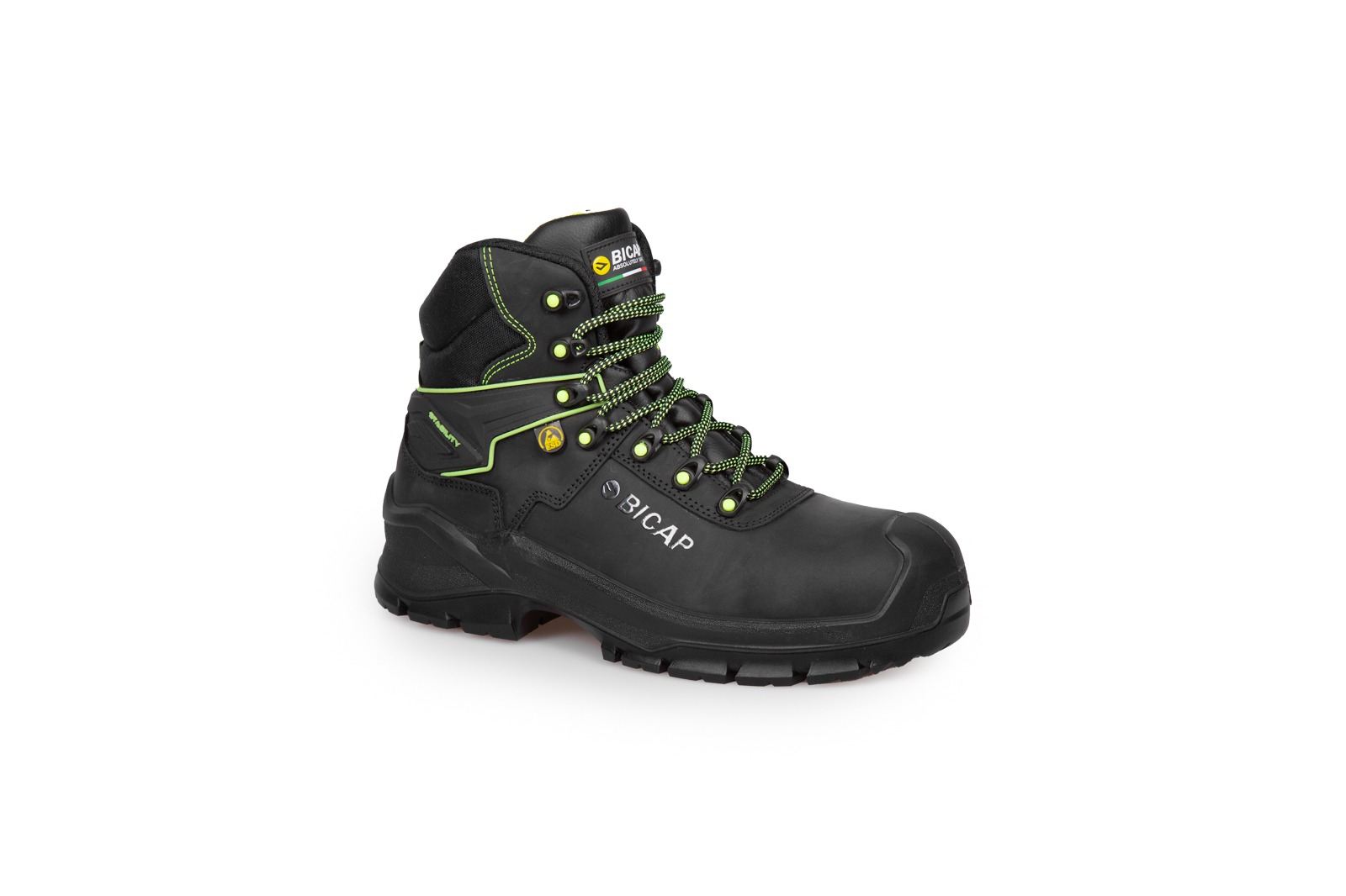 Bicap Raider Mid Unisex Black Composite Safety Shoes, UK 6, EU 39