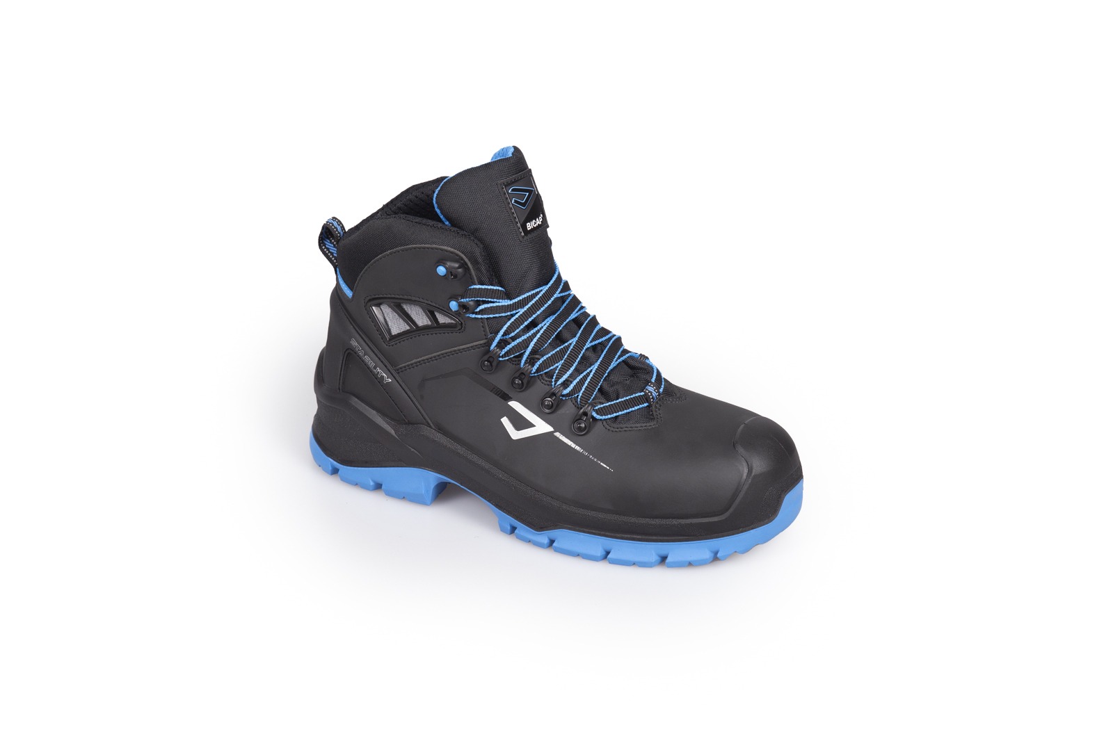 Bicap WHALE Black, Blue Composite Toe Capped Unisex Safety Boots 12.5, EU 46 CE