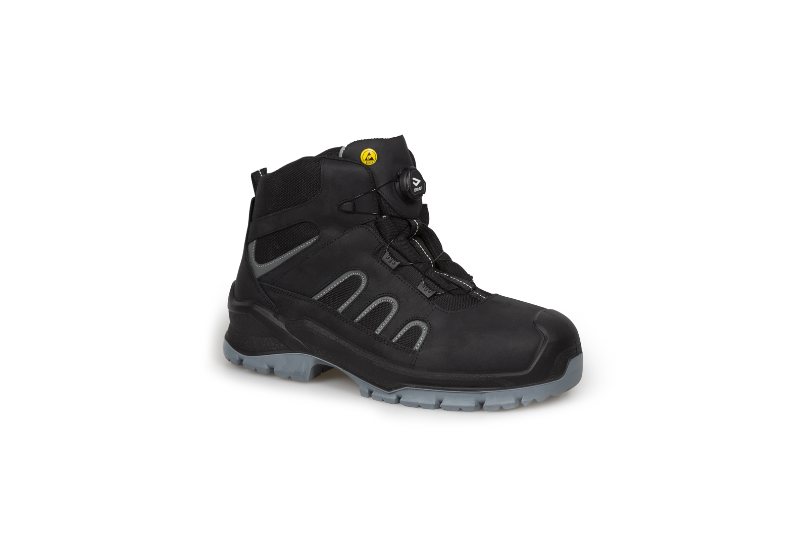 Bicap PS90582 Black, Grey Fibreglass Toe Capped Unisex Safety Boots 9, EU 43 CE