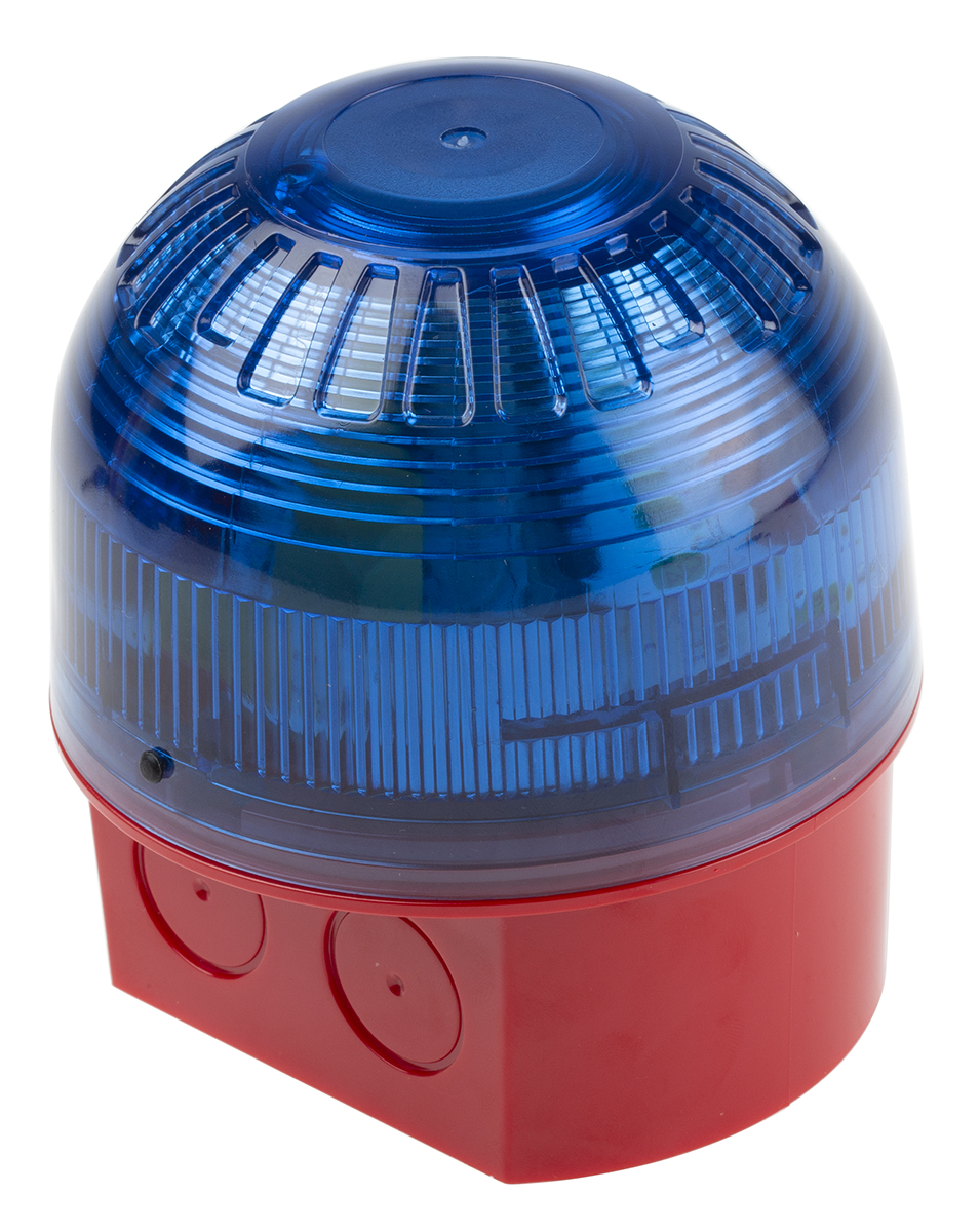 psb-0057 Klaxon Sonos Series Blue Flashing Beacon 6V dc, Xenon Bulb Base, IP65