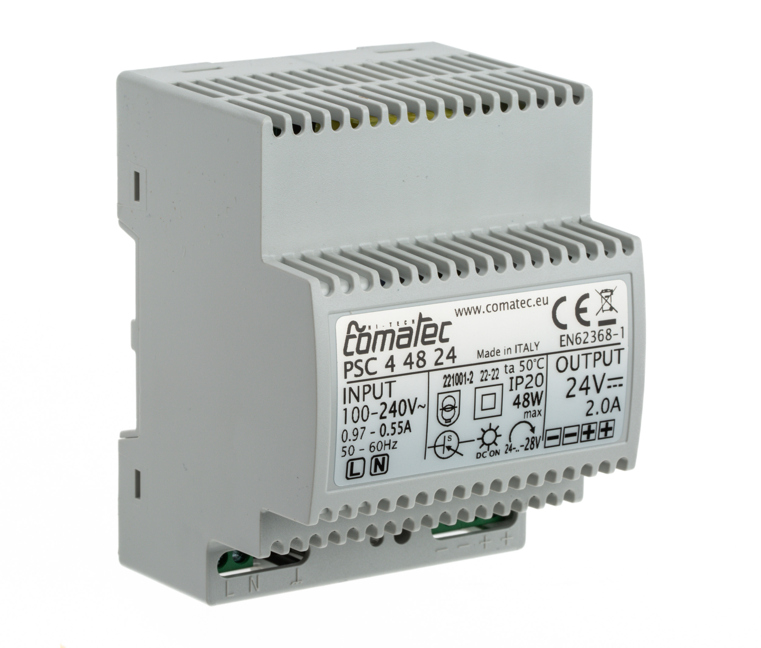 Comatec PSC DIN Rail Power Supply 264V ac AC Input 24V dc, 2 A Output DC 48 W