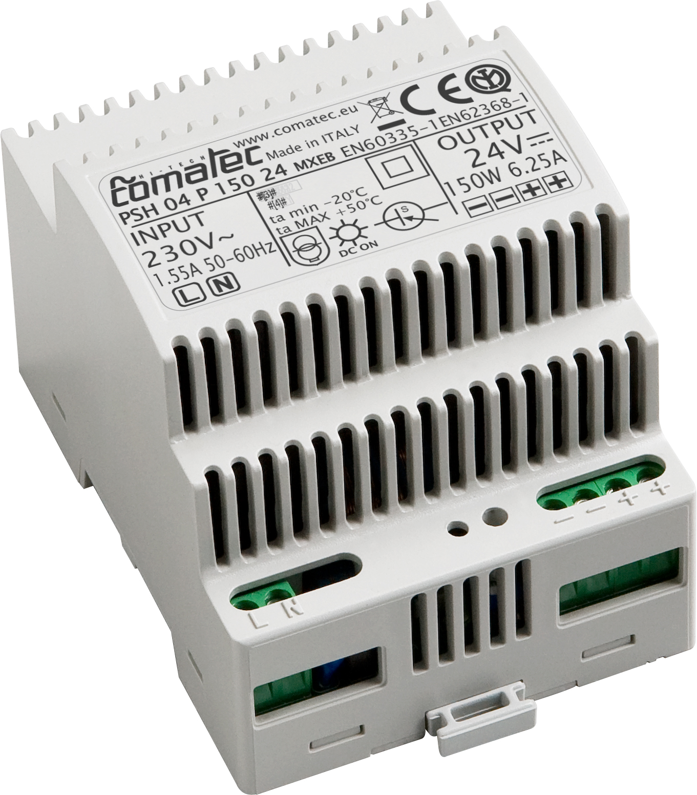 Comatec PSH Switched Mode DIN Rail Power Supply 230V ac AC Input 24V dc, 6.25 A Output DC 150 W