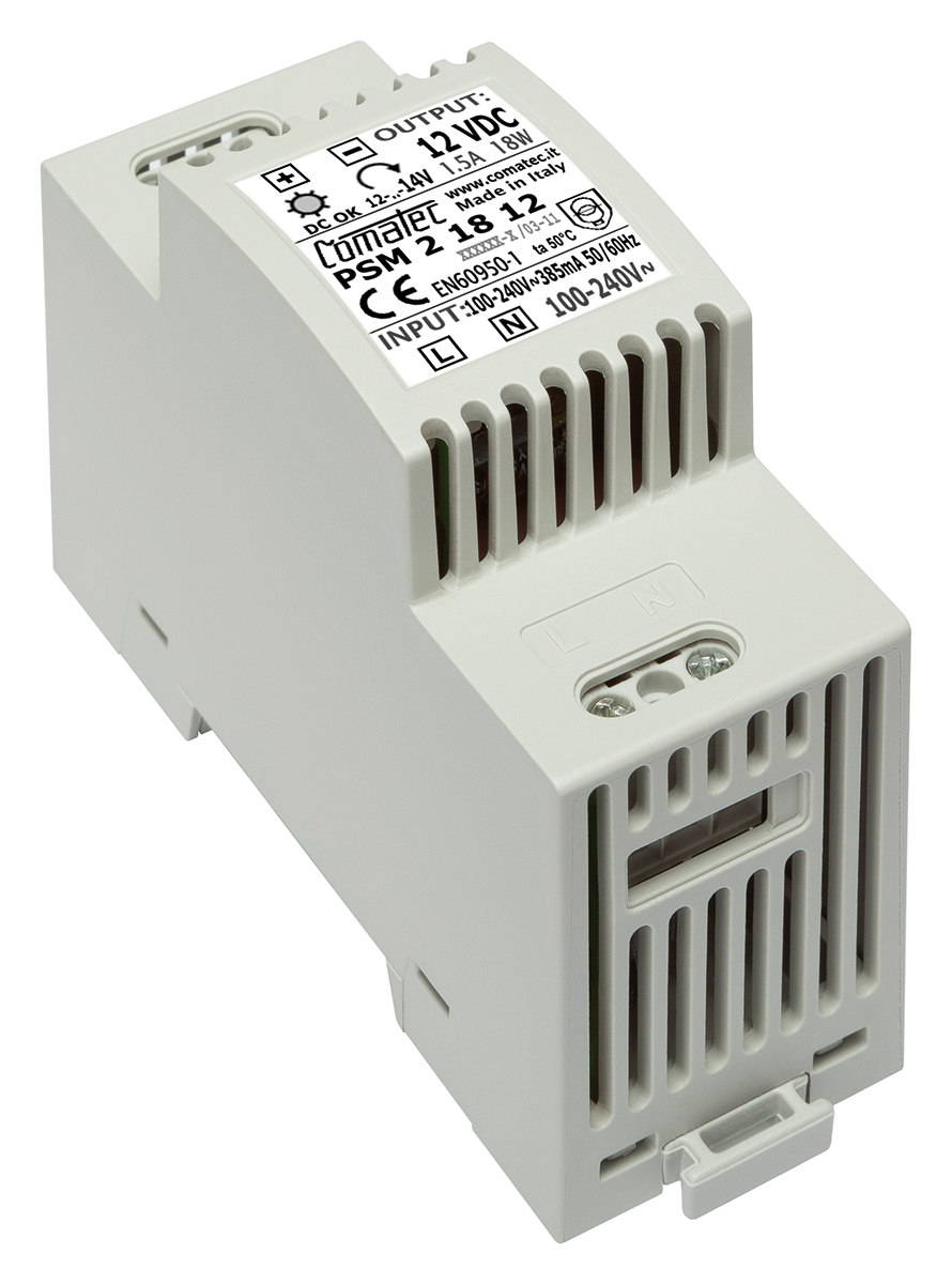Comatec PSM2 Switched Mode DIN Rail Power Supply 260V ac AC Input 12V dc, 1.5 A Output DC 18 W