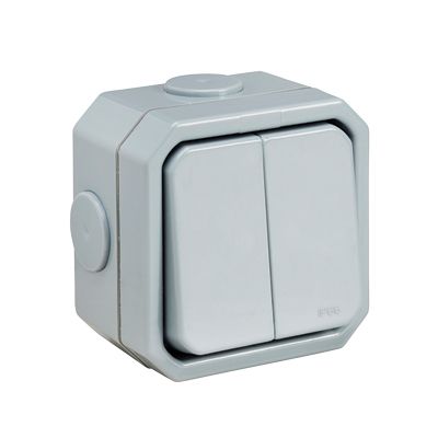 Powerbreaker Grey, 2 Way Weatherproof, 2 Gang, PSW2G2W