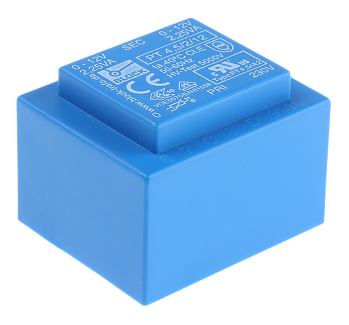 Block 12 V ac 2 Output Through Hole PCB Transformer, UL, VDE 4.5 VA