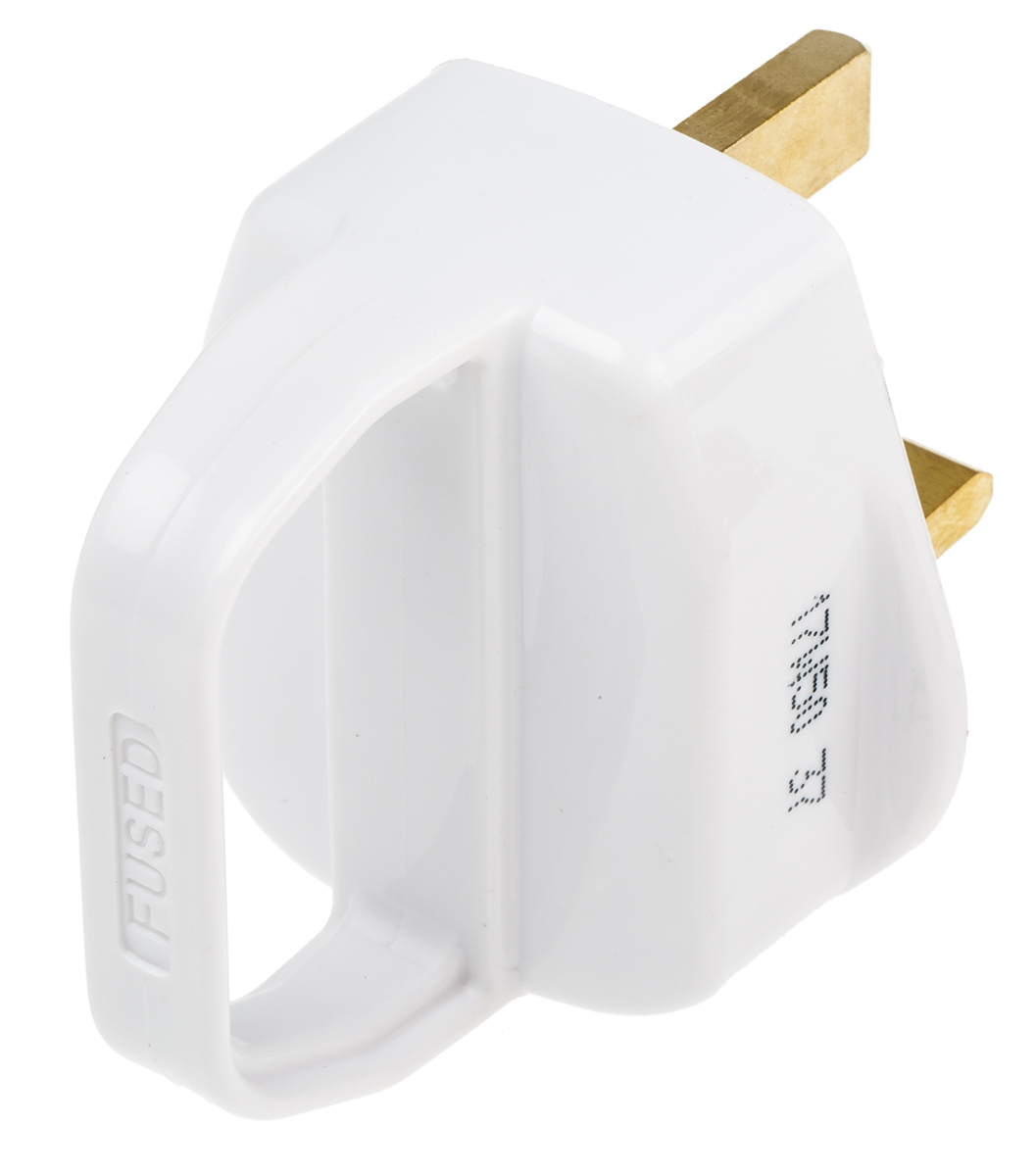 pt13hw-ms Masterplug UK Mains Plug White, 13A, Cable ABS, 250V, Screw